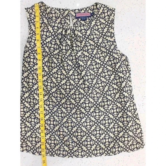 Vineyard Vines Magnolia Green Geometric Print Tie Back Tank Top Blouse Size 12 - Picture 4 of 6